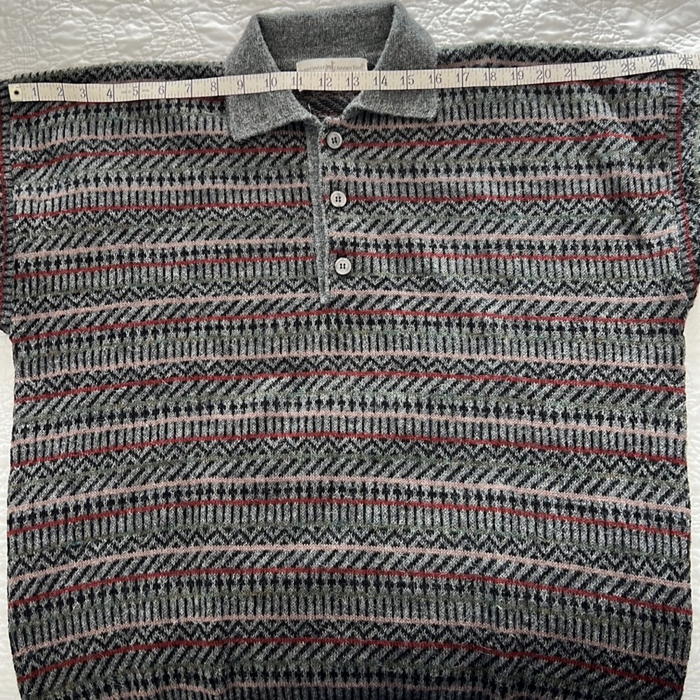 Peruvian Connection Gray and Red Patterned Sweate… - image 7